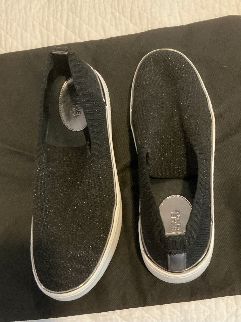 Michael Kors Black Sparkle Slip-On Knit Sneakers